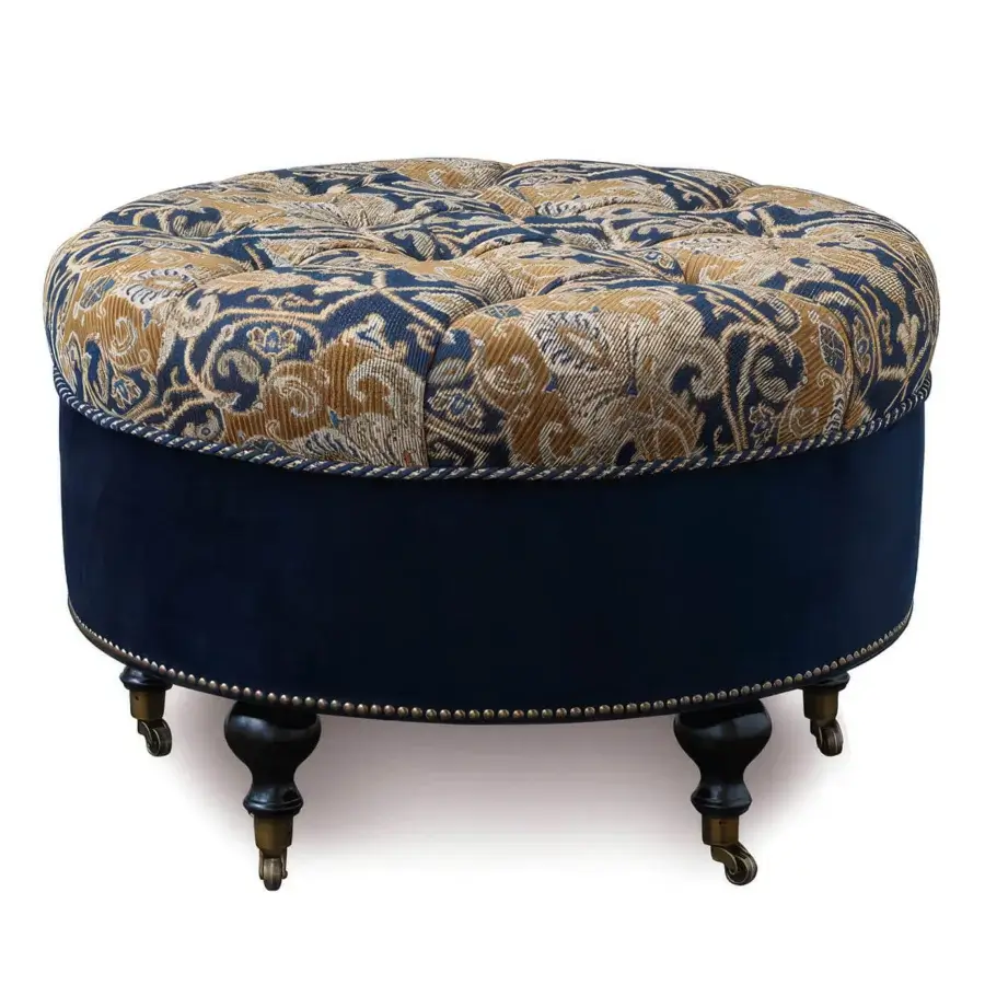Eastern Accents Arthur Ochre Round Ottoman #1