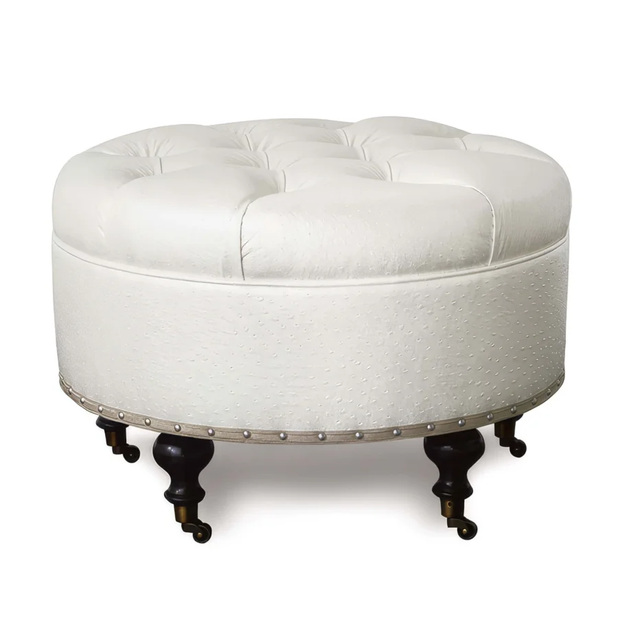 Eastern Accents Danae Faux Ostrich Ottoman #1