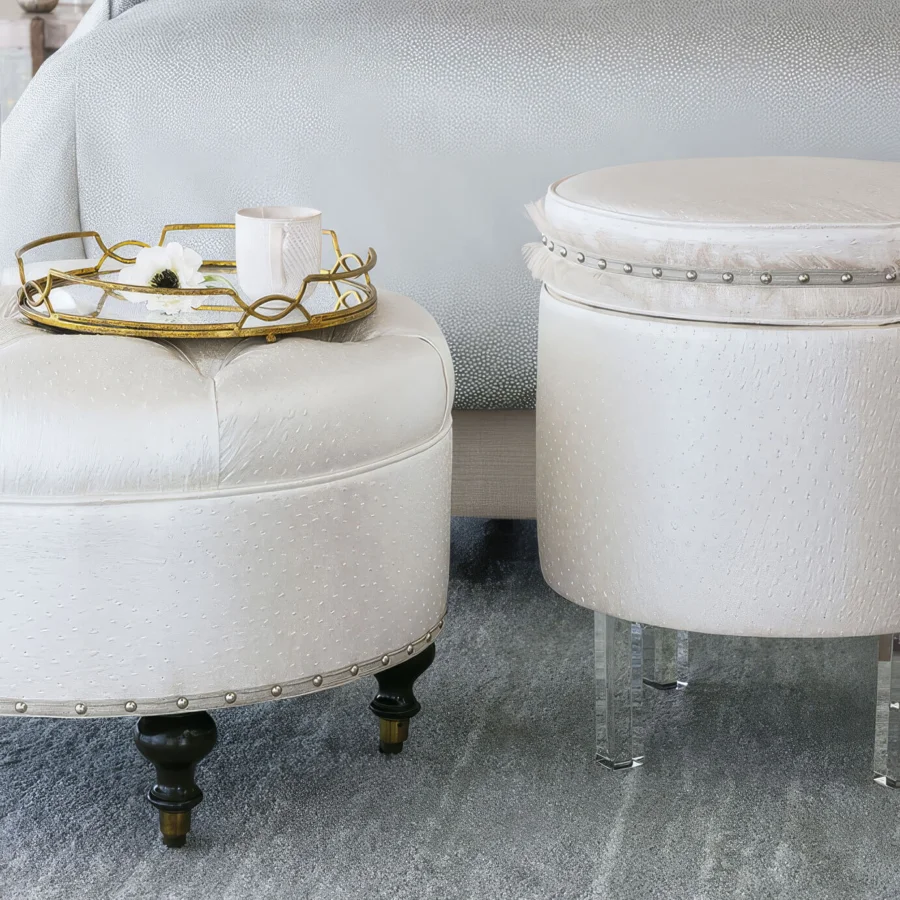 Eastern Accents Danae Faux Ostrich Ottoman #2