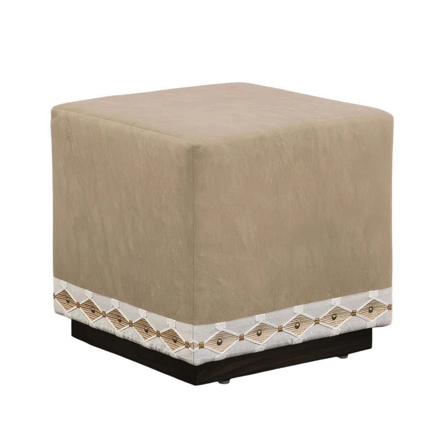 Eastern Accents Levi Faux Hide Ottoman #1