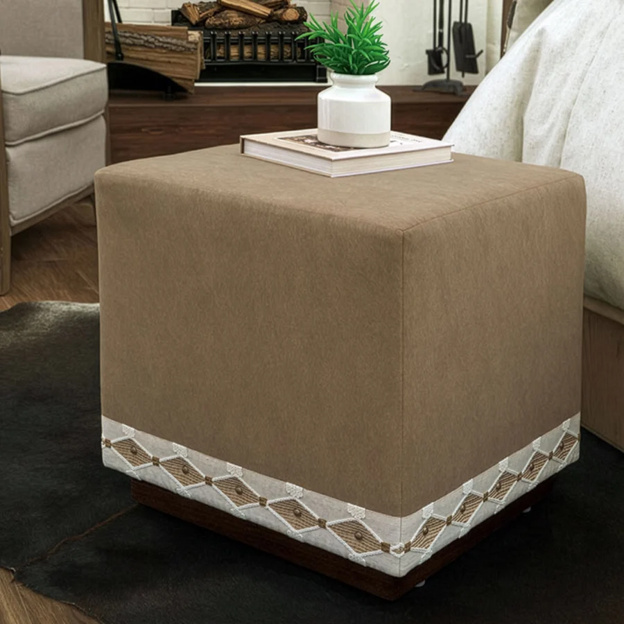 Eastern Accents Levi Faux Hide Ottoman #3
