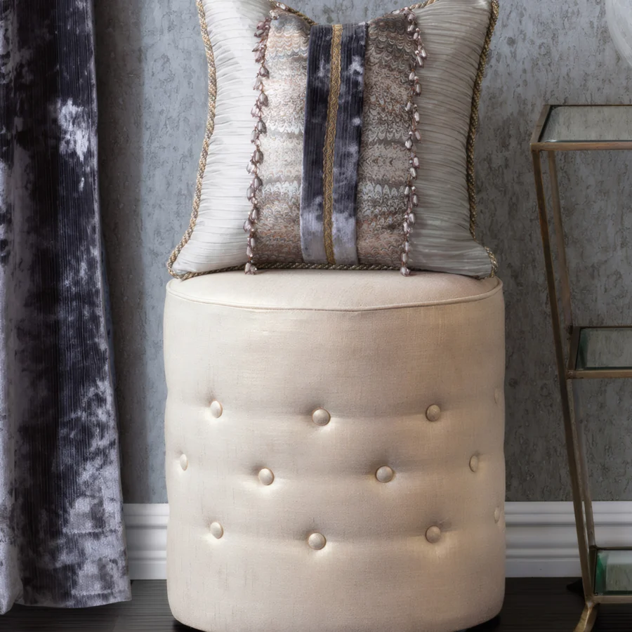 Eastern Accents Reflection Gold Tufted Ottoman #2