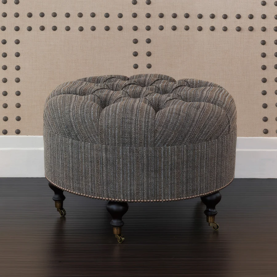 Eastern Accents Reign Textured Round Ottoman #2