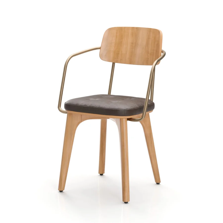 Stellar Works Utility Half Back Wood Armchair #18