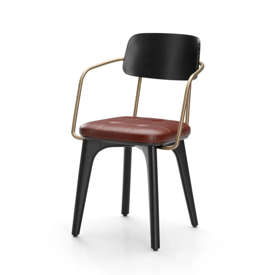 Stellar Works Utility Half Back Wood Armchair #23