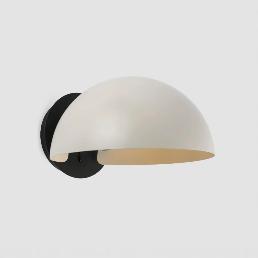 Wall lamp by Faro Barcelona in steel featuring off white shade and black mounting plate