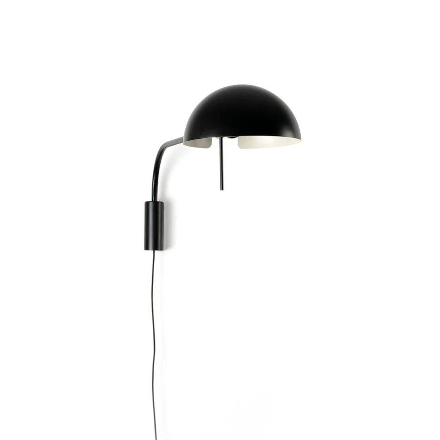 Wall lamp by Faro Barcelona in steel with matte black finish plus off-white interior featuring curved articulated arm