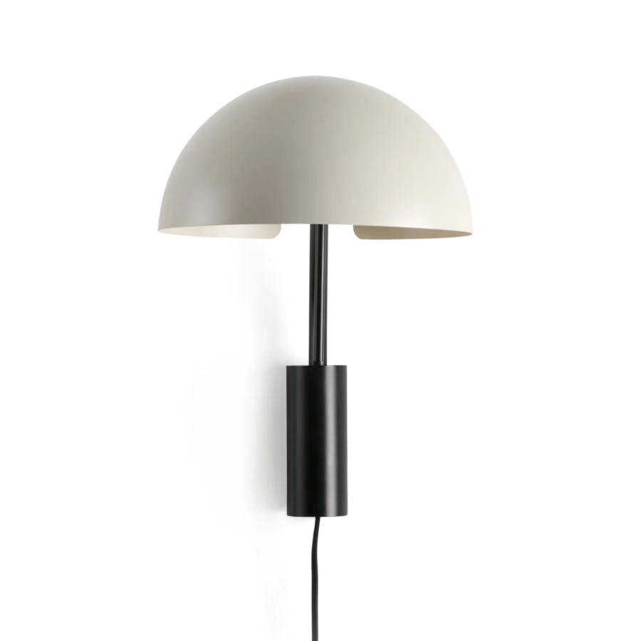 Wall lamp by Faro Barcelona in steel with matte black mount and stem plus off-white dome shade for directional illumination