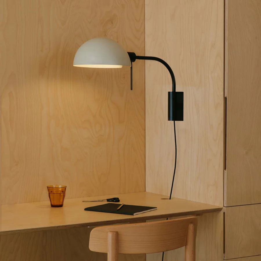 Lamp by Faro Barcelona in steel, featuring a white shade, black arm, and matte finish
