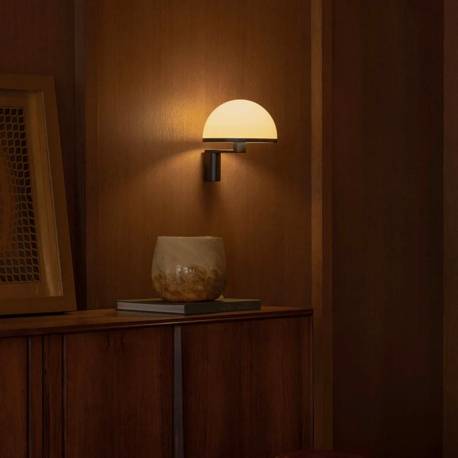 Wall lamp by Faro Barcelona featuring opaline glass and a metal frame carrying a matte finish