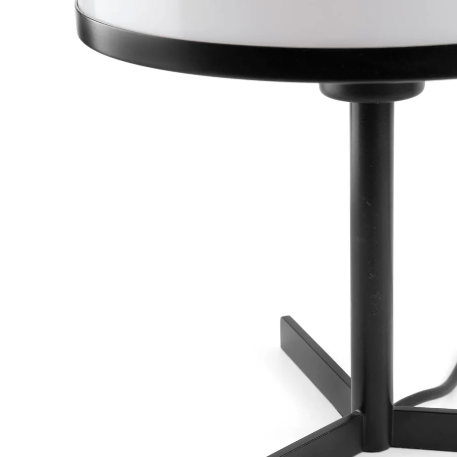 Table lamp by Faro Barcelona in white opaline and matte black metal with dome shade and tripod base
