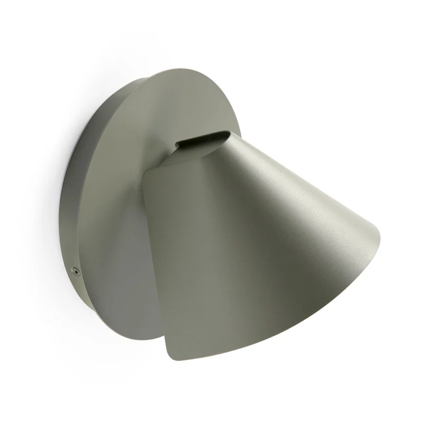 Wall lamp by Faro Barcelona in metal with a matte olive green finish, featuring a cone shaped head and circular…