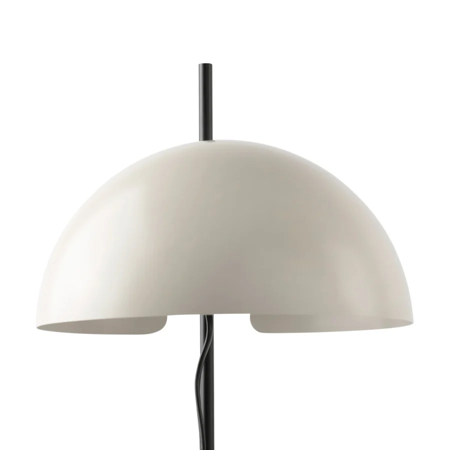 Lamp by Faro Lab in steel with light beige matte finish and black vertical stem, featuring a hemispherical adjustable head