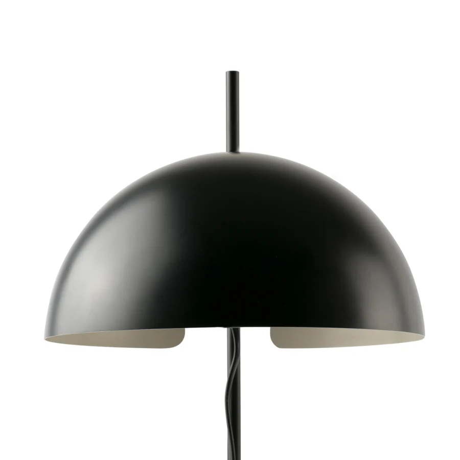Table lamp by Faro Barcelona in steel with matte black finish plus off-white interior featuring dome shade tubular stem