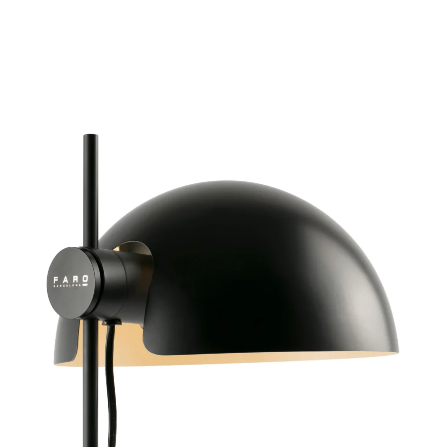 Lamp by Faro Barcelona in steel, featuring a matte black shade housing a cream interior and adjustable stem