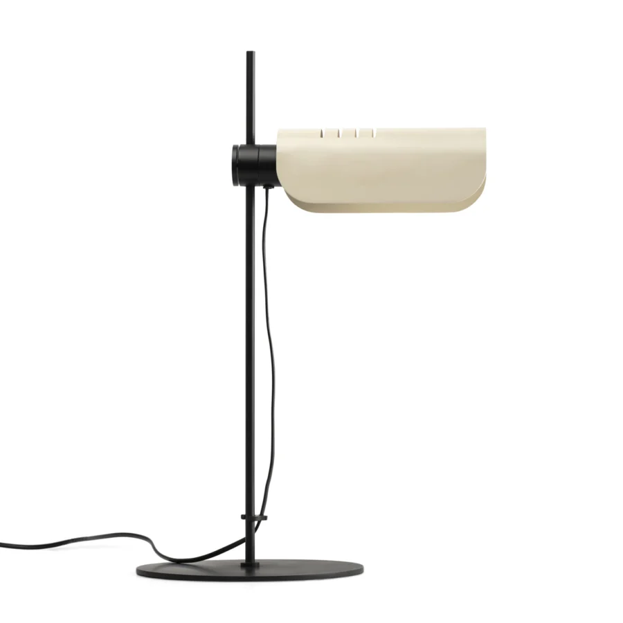 Table lamp by Faro Barcelona in metal with matte black and cream finishes plus a cylindrical shade