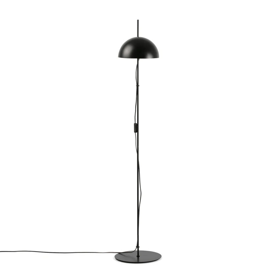 Floor lamp by Faro Barcelona in metal with matte black finish, featuring curved dome shade