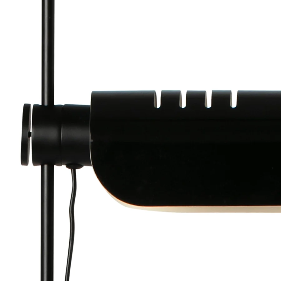 Floor lamp by Faro Barcelona Martinica in metal with matte black finish and a cream colored inner articulating cylinder