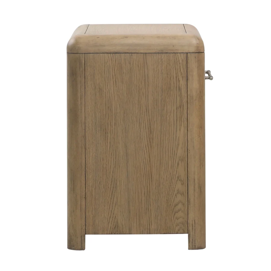 Nightstand by Dovetail in natural rubber wood and oak veneer with matte medium brown finish