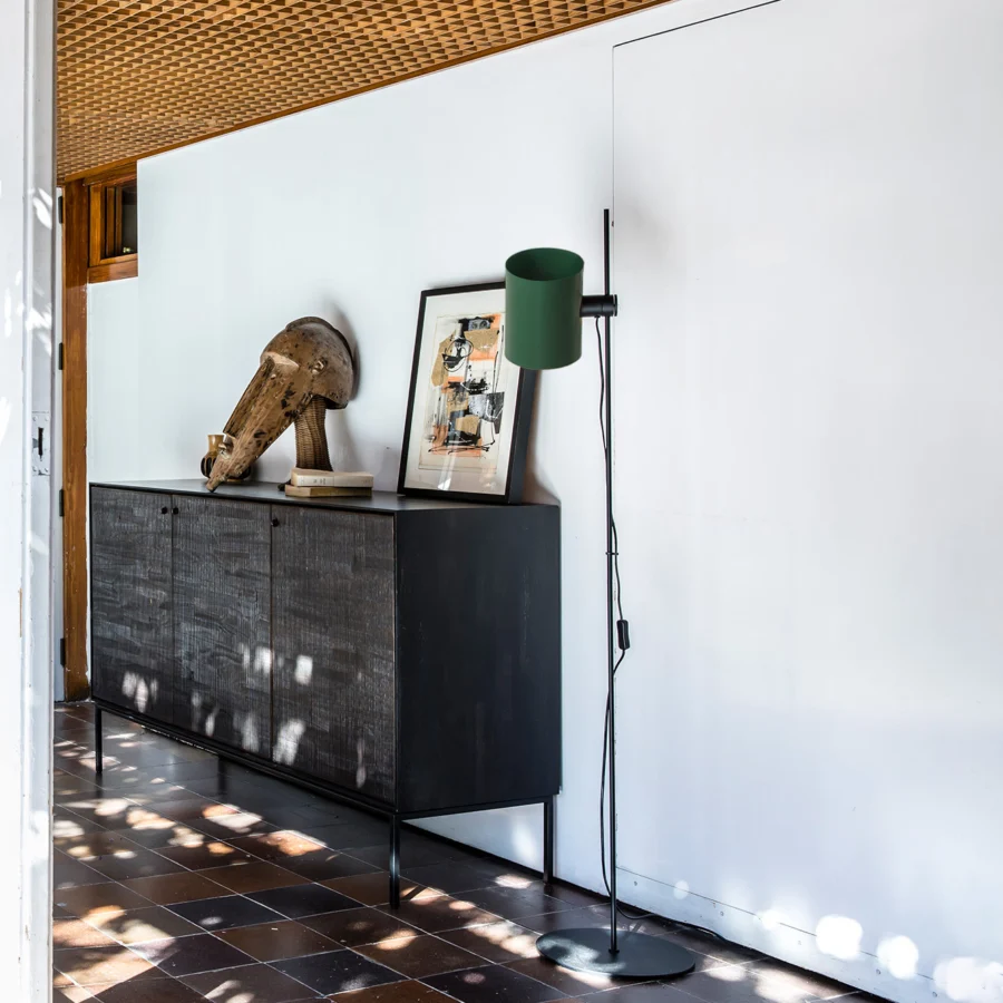 Floor lamp by Faro Barcelona in black and forest green metal with matte finish and cylindrical pivoting head
