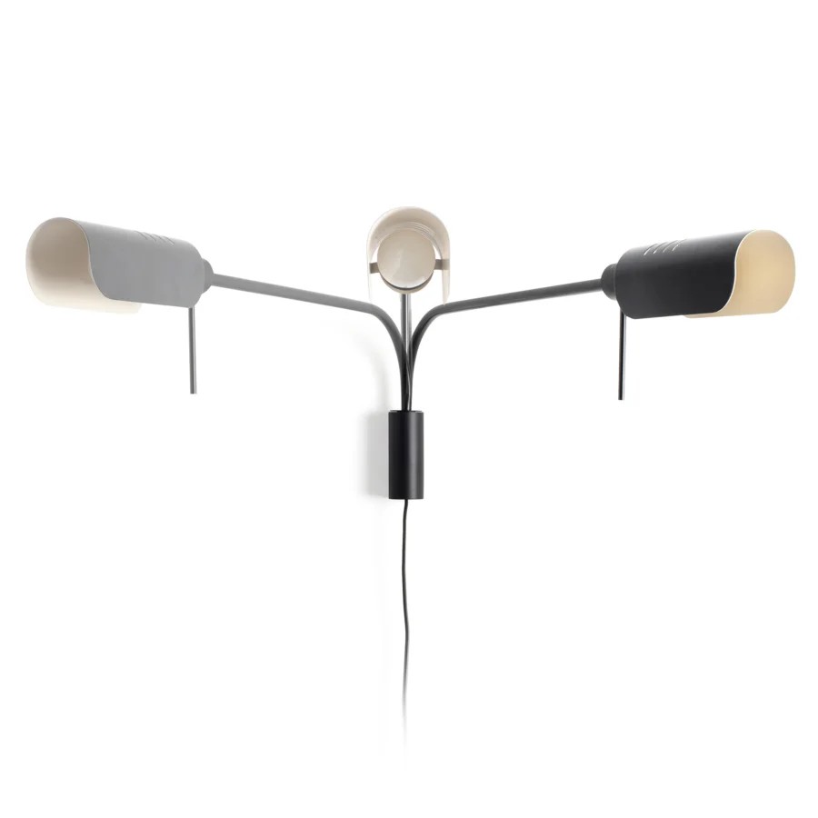 Lamp by Faro Barcelona Martinica in metal with matte black finish, featuring cream interior surfaces and adjustable shades
