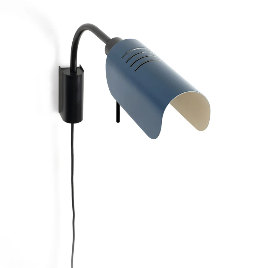 Wall lamp by Faro Barcelona in metal with matte finish, deep blue shade and black articulated arm