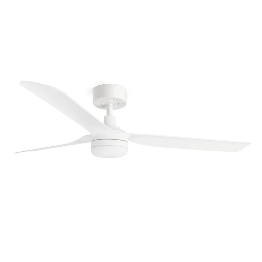 Ceiling fan by Faro Barcelona Punt in matte white metal and synthetic construction with three blades