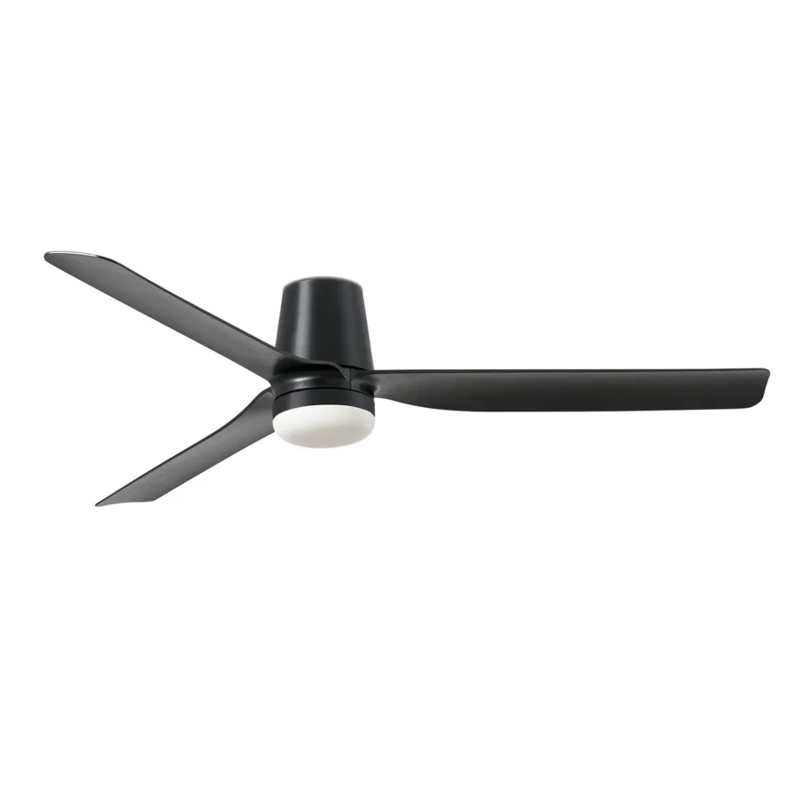 Ceiling fan by Faro Barcelona Punt Tub in black metal with matte finish, three blades, white diffuser and remote control