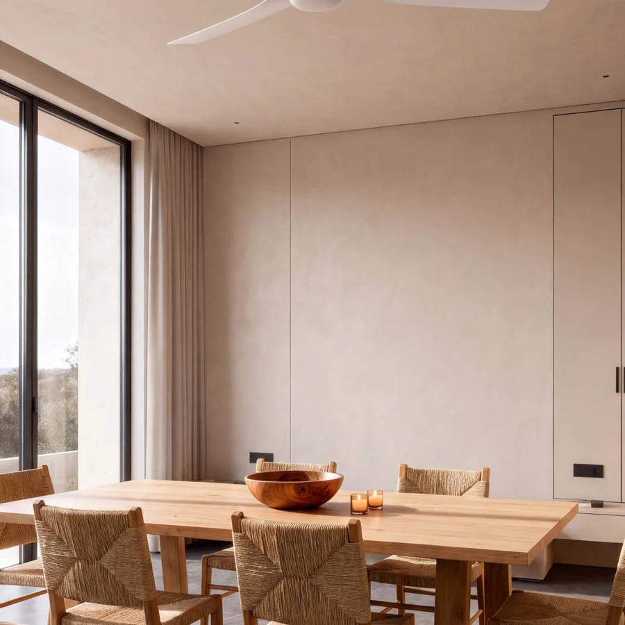 Ceiling fan by Faro Barcelona in white synthetic and painted metal with a matte surface finish