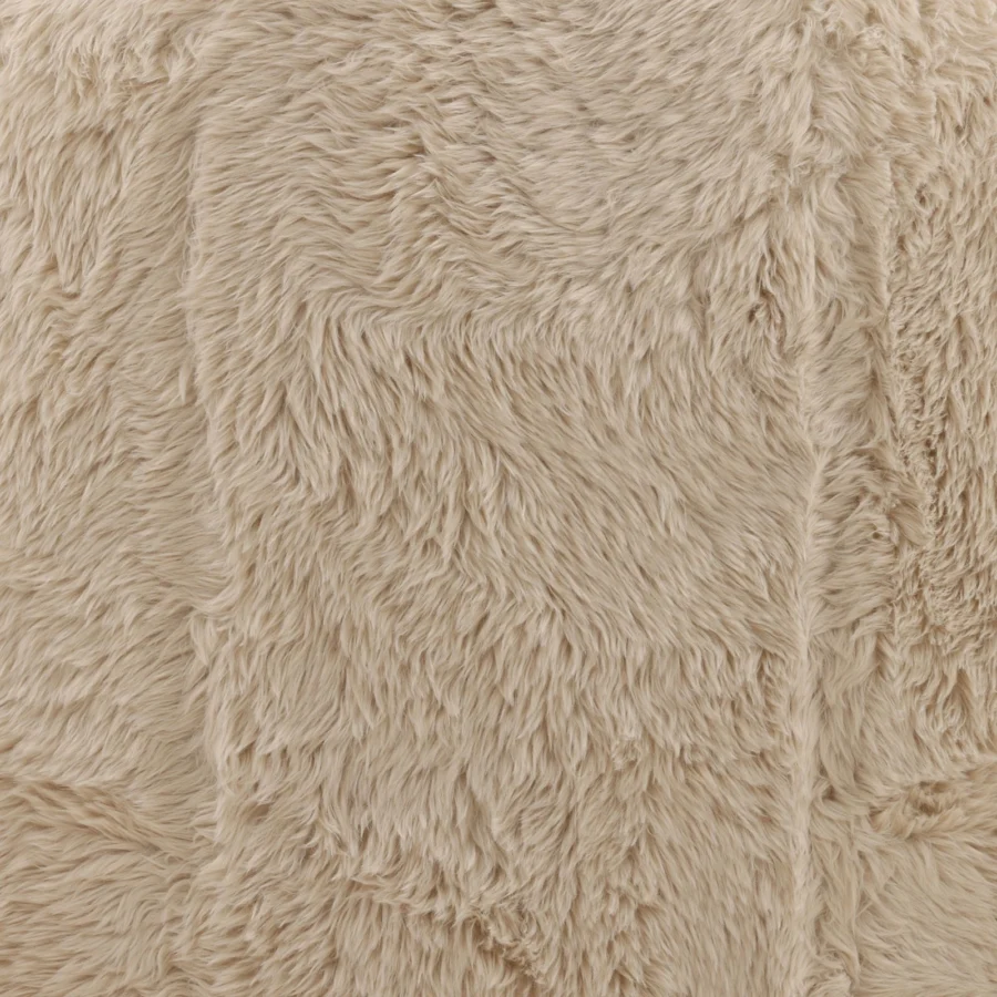 Occasional chair by Dovetail in beige faux fur polyester upholstery with matte finish, built upon a rubber wood frame