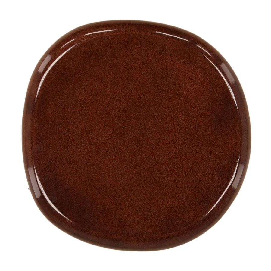 Side table by Dovetail Kevelyn featuring concrete material, deep brown speckled tone, glossy finish, and smooth silhouette
