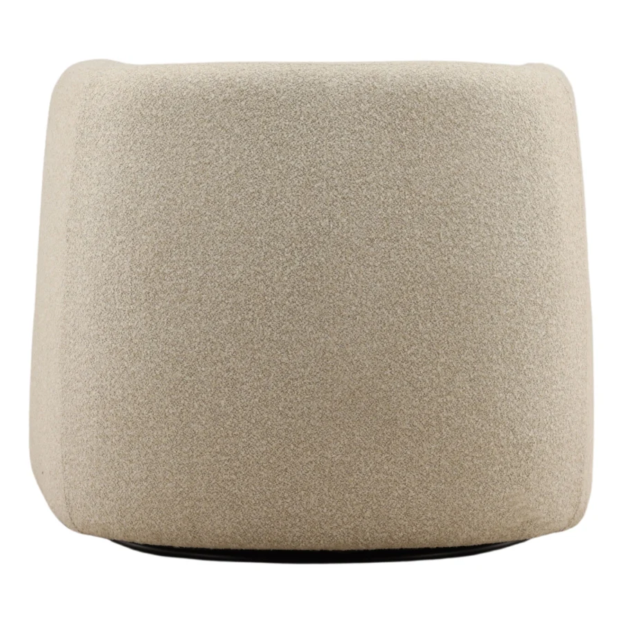 Swivel chair by Dovetail Neva in light beige boucle upholstery with a barrel silhouette and integrated rotating base