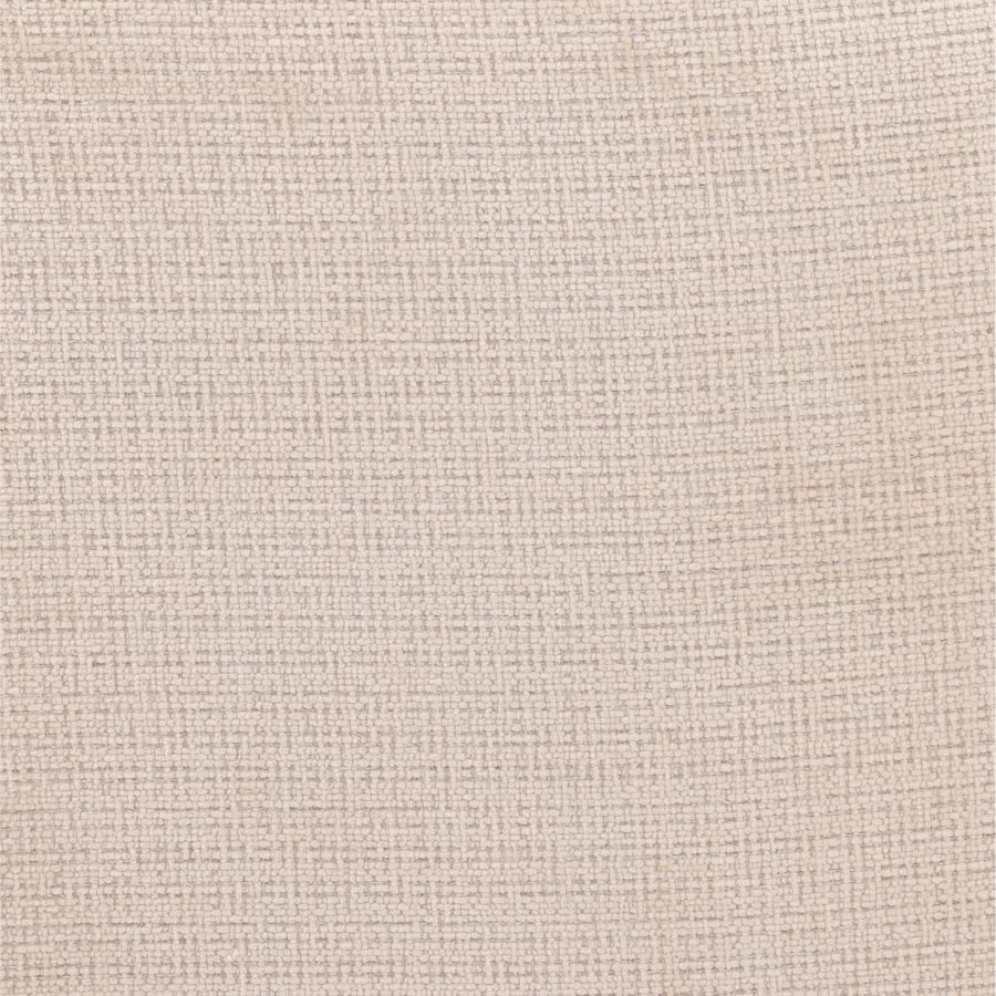 Lounge chair by Dovetail in light beige textured boucle fabric and polypropylene polyester blend with swivel base