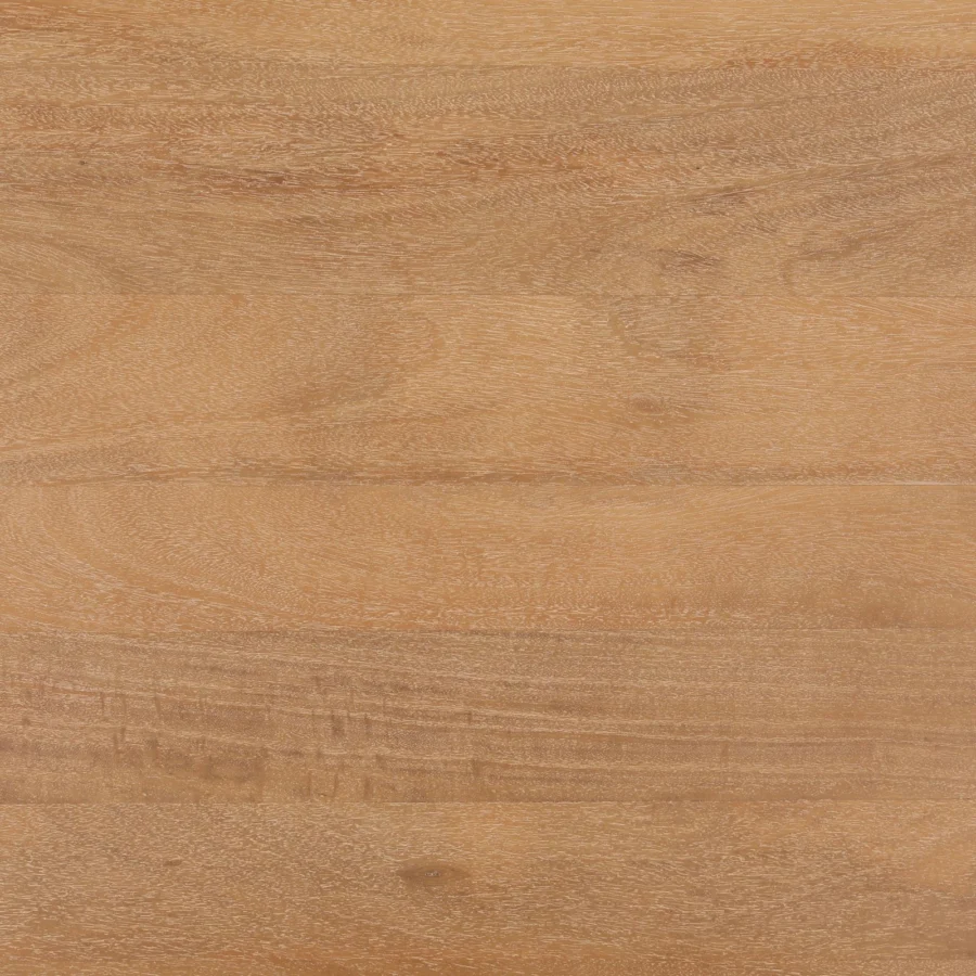 Dining table by Dovetail in mango wood with satin finish, featuring a rectangular tabletop showing horizontal grain patterns
