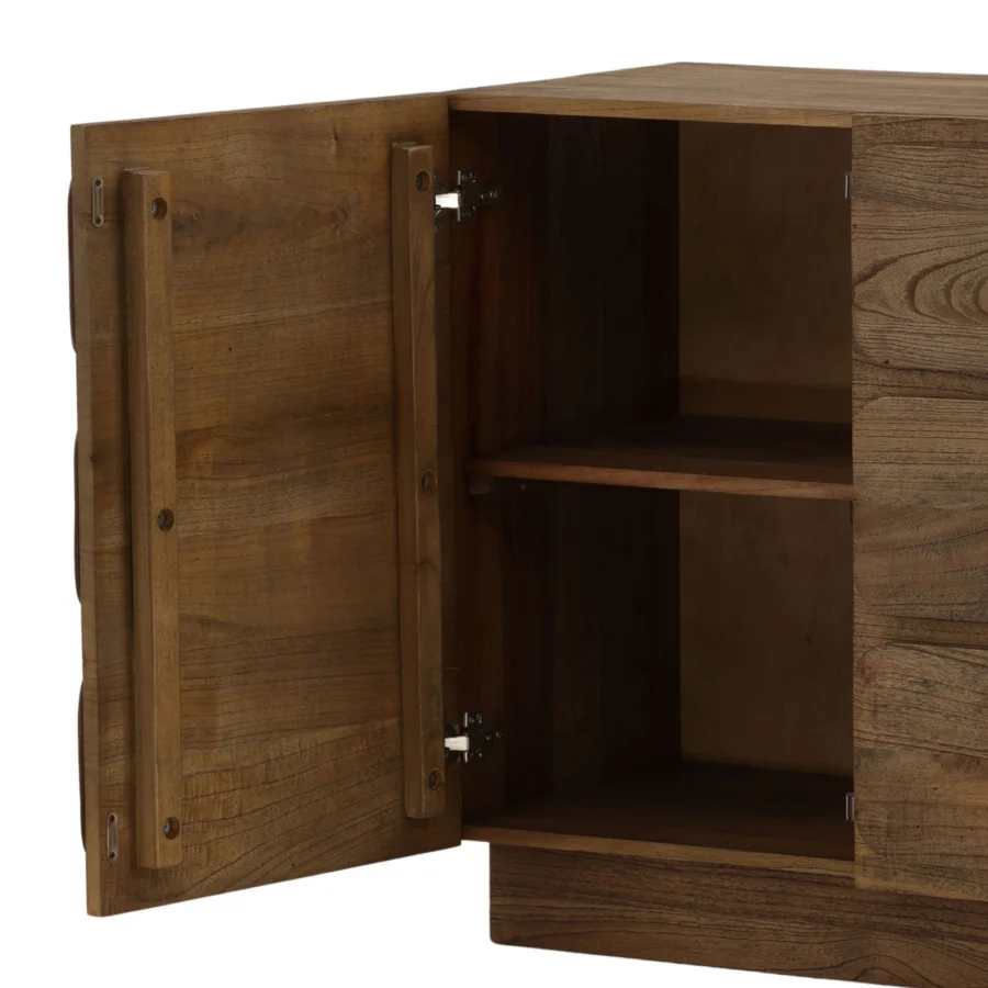 Sideboard by Dovetail in wood with matte finish and natural grain pattern showing a rectangular shape and interior shelf