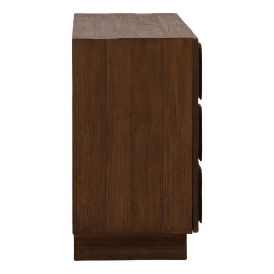 Sideboard by Dovetail Marika in wood with matte natural finish, featuring rectangular silhouette and D shaped handles
