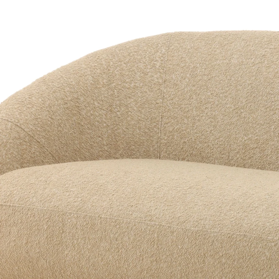 Sofa by Dovetail Yulissa in looped beige upholstery with rounded silhouette, vertical seam detailing and hardwood frame