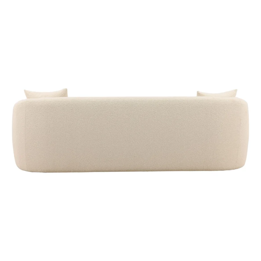 Sofa by Dovetail Yulissa in cream textured upholstery with hardwood frame, straight backrest and soft curved edges