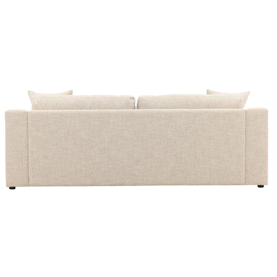 Sofa by Dovetail in beige woven upholstery with hardwood frame, low-profile silhouette, squared arms and back cushions
