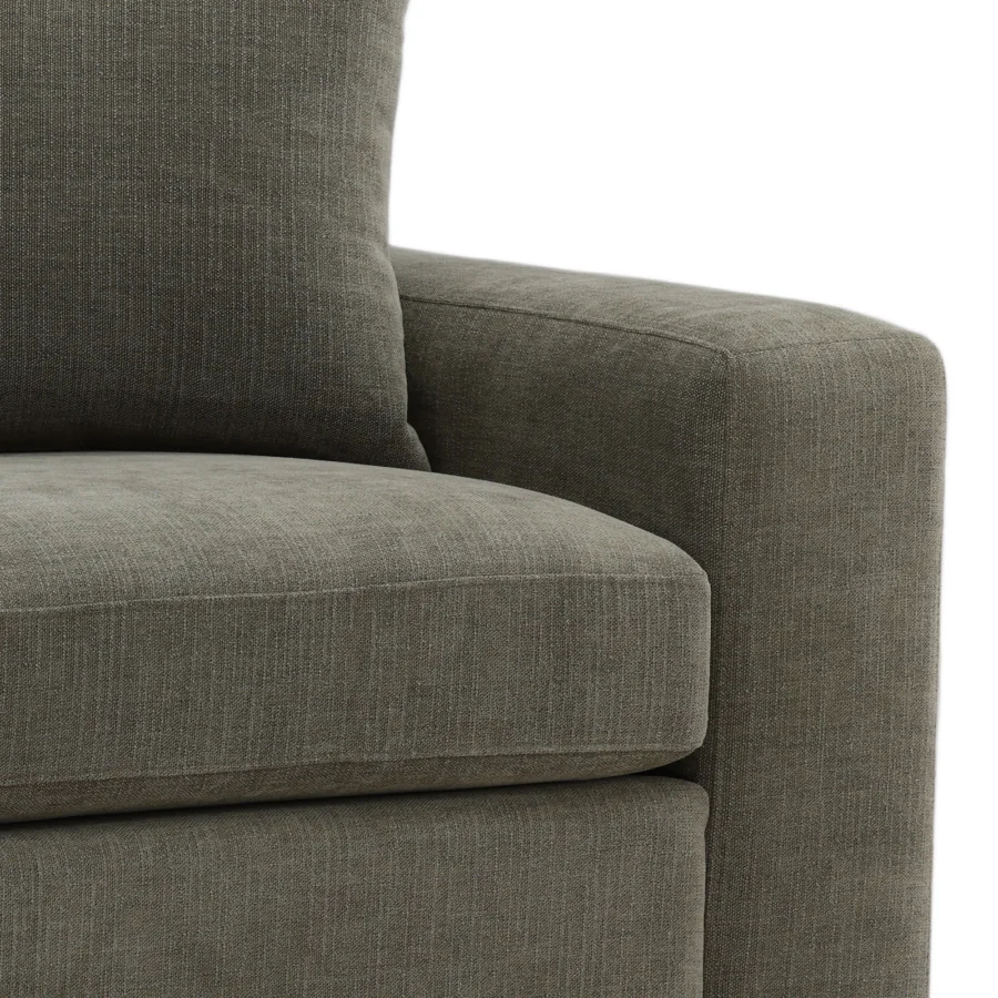 Sofa by Dovetail Emma in taupe woven fabric and hardwood with a matte finish featuring squared arms
