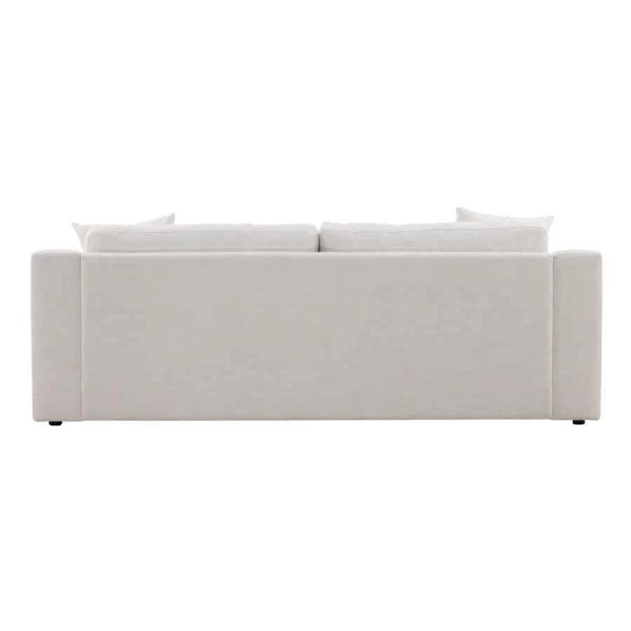 Sofa by Dovetail in light cream fabric with track arms and hardwood frame