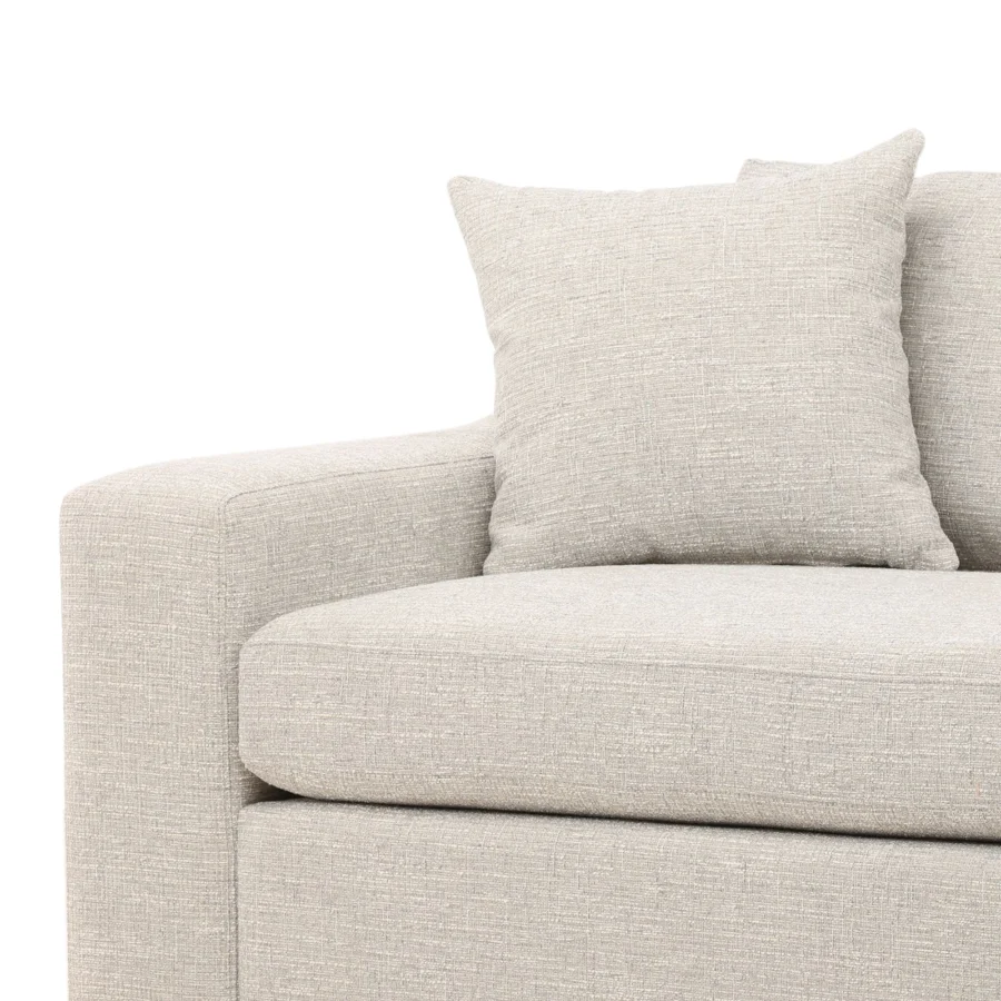 Sofa by Dovetail featuring a hardwood structure and light beige textile upholstery displaying a coarse woven pattern