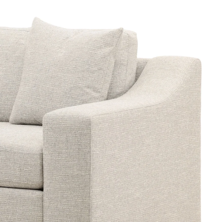 Sofa by Dovetail featuring a hardwood frame and light beige heathered woven fabric upholstery with matte finish