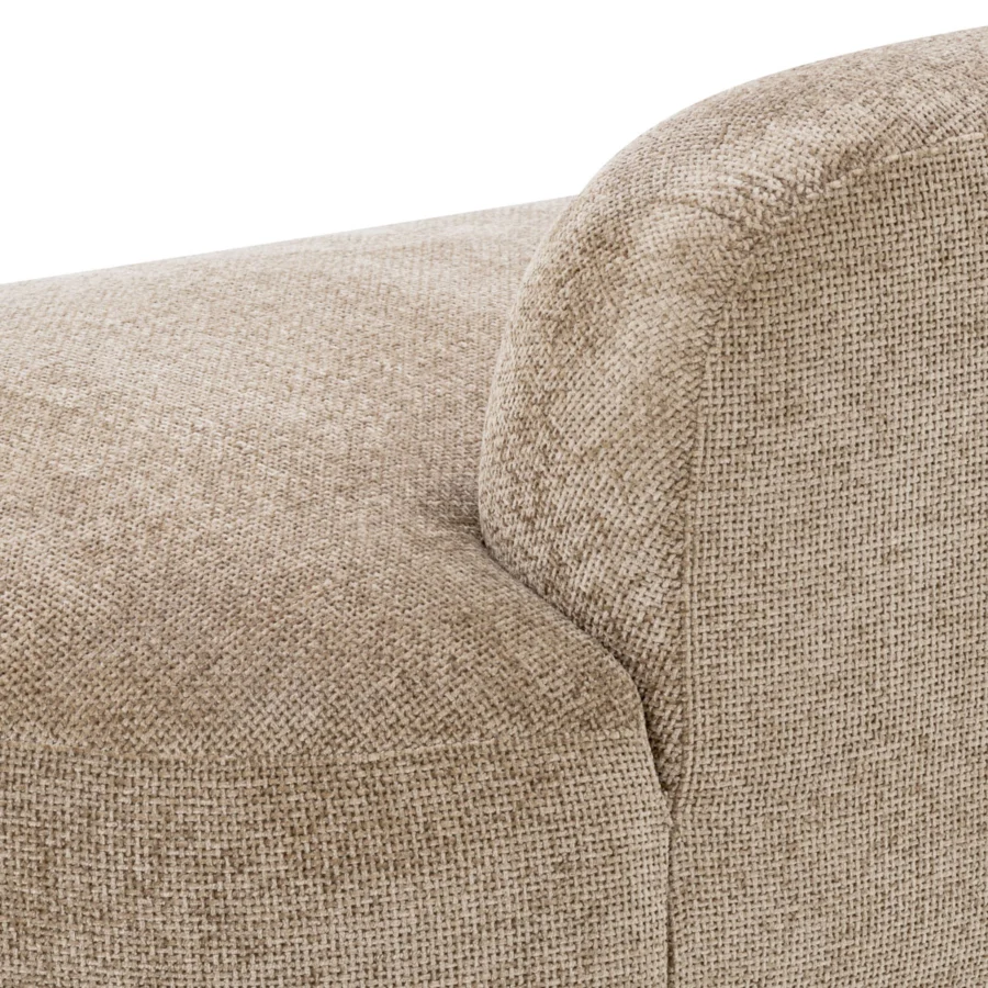 Sofa by Eichholtz Björn S in beige Lyssa Sand upholstery with coarse woven texture on a black wooden base and…
