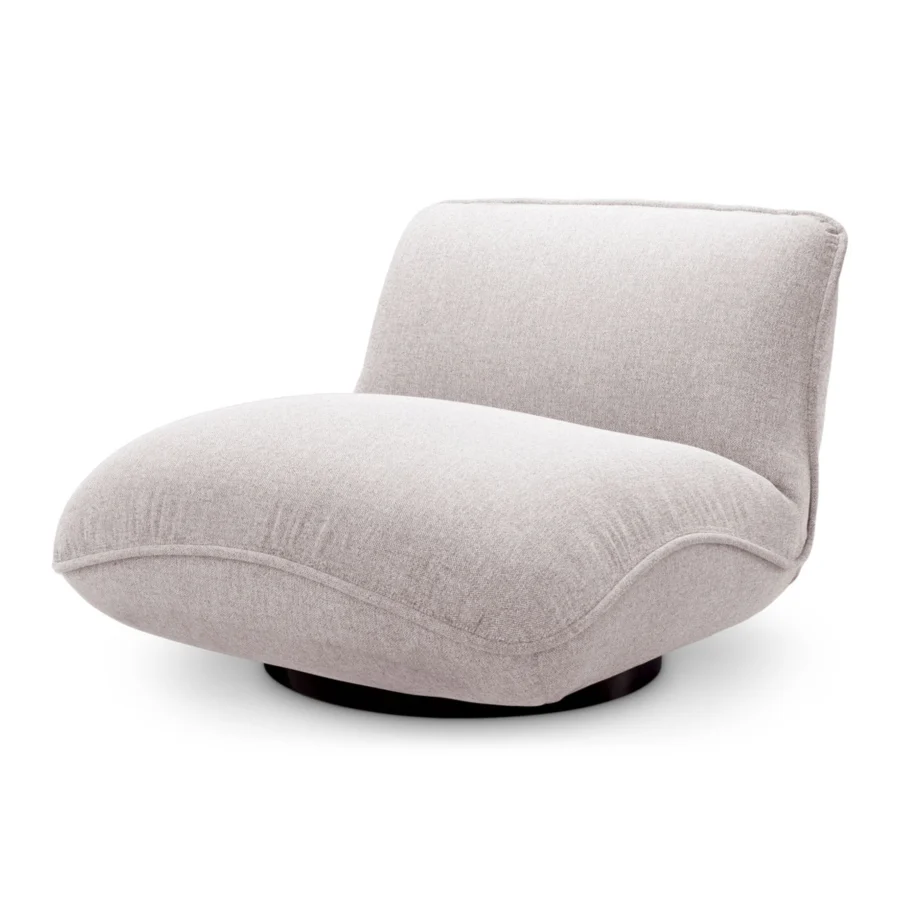 Lounge chair by Eichholtz in light gray Mauritius fabric with water-repellent finish on black powder-coated steel base