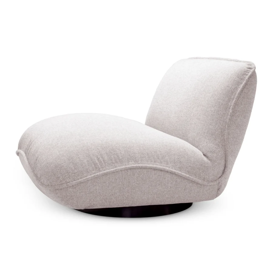 Lounge chair by Eichholtz in light gray Mauritius fabric with water-repellent finish on black powder-coated steel base
