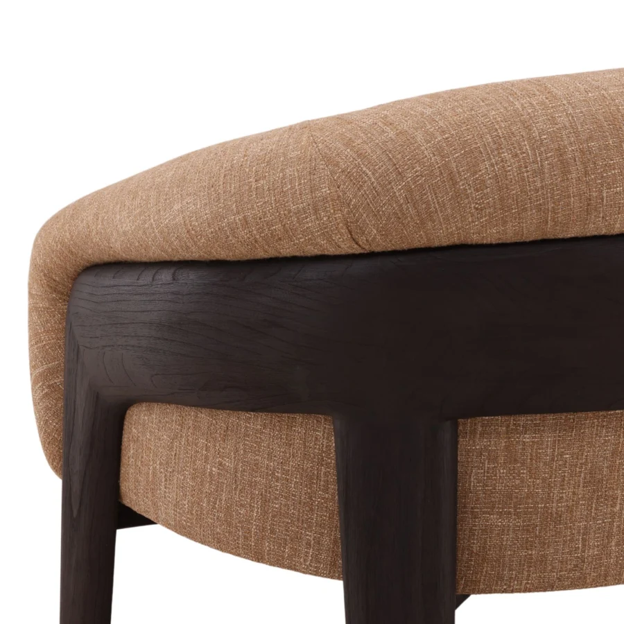 Lounge chair by Dovetail in medium brown woven fabric upholstery featuring a dark espresso wood frame