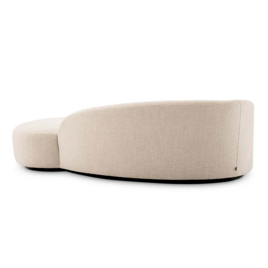 Sofa by Eichholtz Bernd in Pausa Natural fabric with matte finish, organic asymmetrical form and black base backrest
