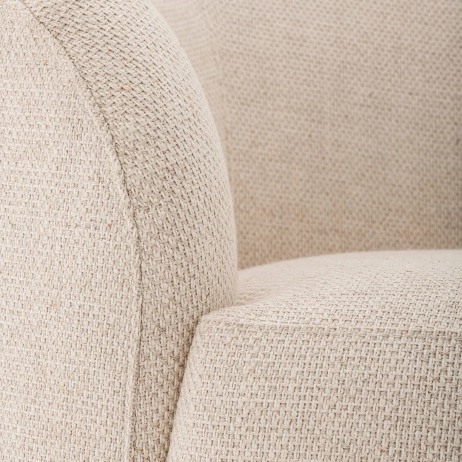 Sofa by Eichholtz Bernd in beige Pausa Natural woven upholstery with curved silhouette and tailored vertical arm seams