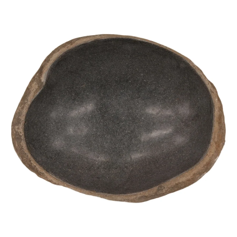 Bowl by Dovetail in stone featuring an organic silhouette with a textured matte rim and polished interior cavity